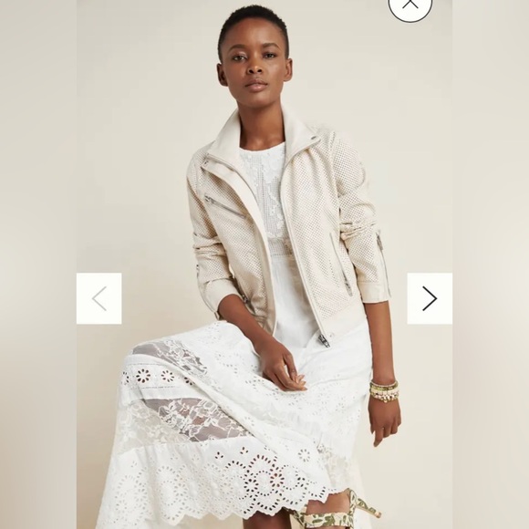Blank NYC Jackets & Blazers - Anthropologie BLANKNYC Imelda Faux Leather Moto Jacket - Cream - Small